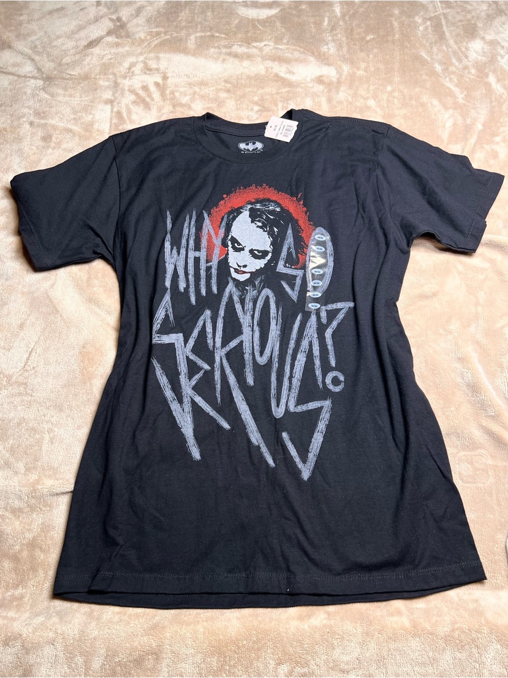 BATMAN The Joker 'Why So Serious' Black and White Cotton T-Shirt - Sz M